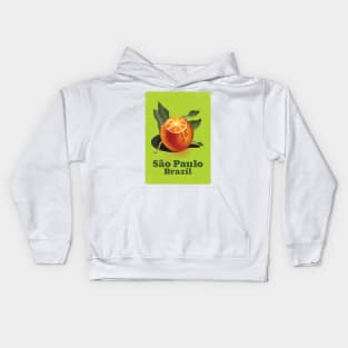 São Paulo Brazil Orange travel poster Kids Hoodie